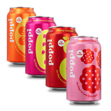 poppi Sparkling Prebiotic Soda Variety Pack with Apple Cider Vinegar, 12 Fl Oz (Pack of 12)