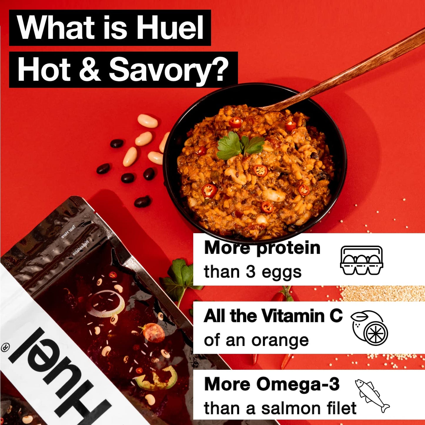 Huel Hot and Savory Instant Meal Replacement - Mexican Chili - 14 Scoops Packed with 100% Nutritionally Complete Food, Including