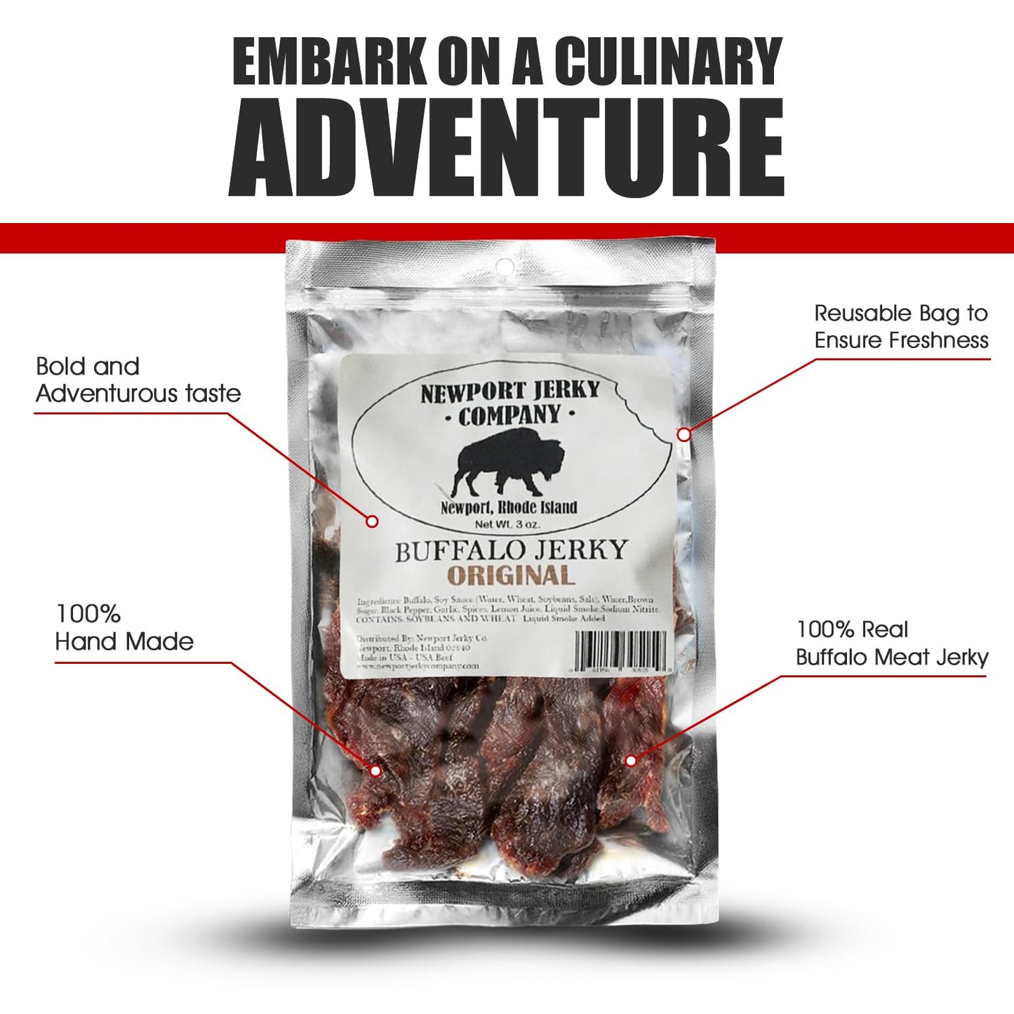 Newport Jerky Company Buffalo Jerky