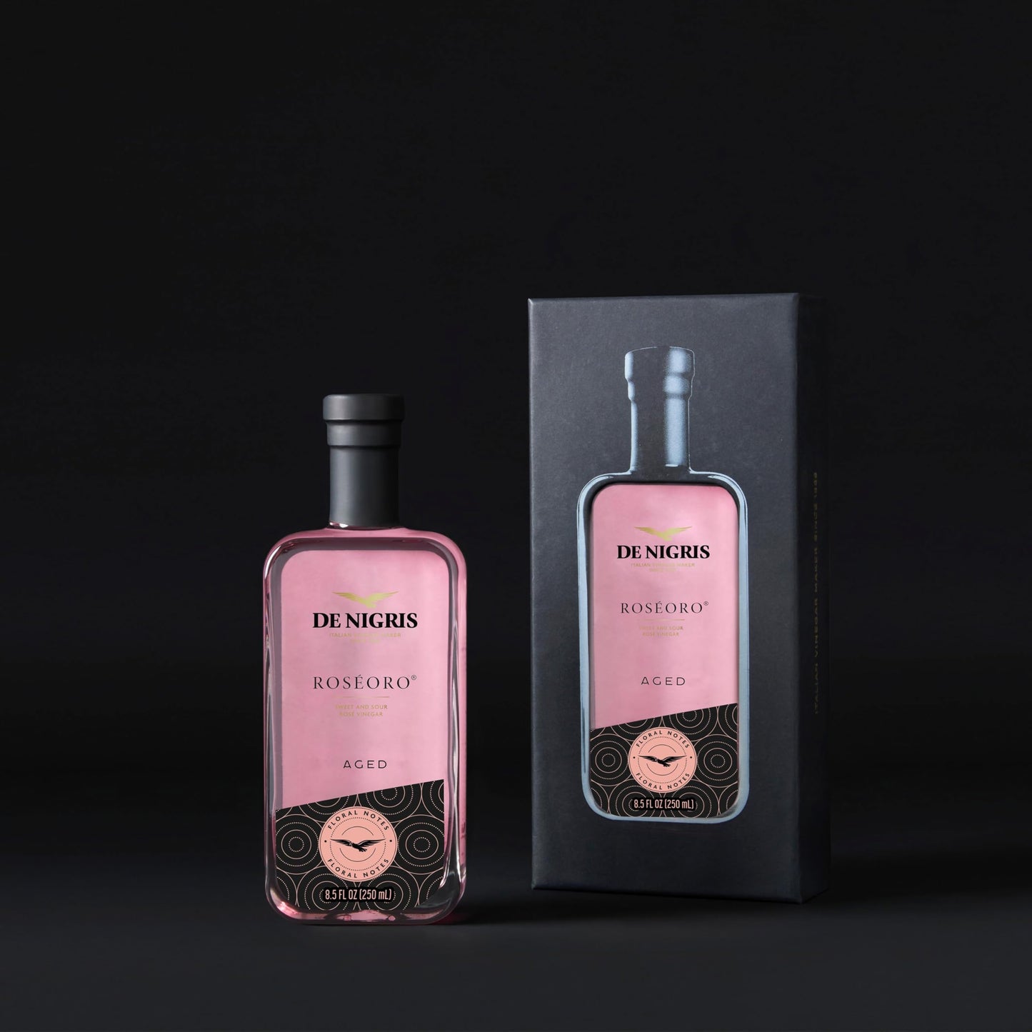 De Nigris Roseoro Sweet Red Wine Vinegar 8.5 Fl Oz (250ml) with Balsamic Vinegar from Modena, Aged Condiment