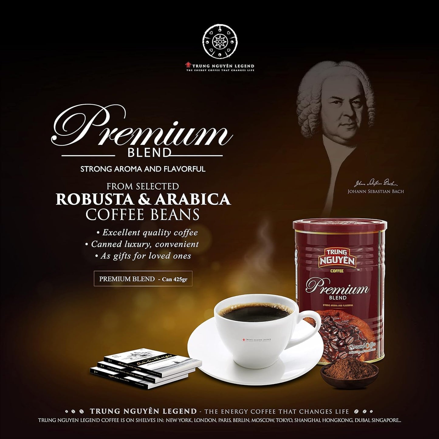 Trung Nguyen Legend Premium Blend Premium Roasted Ground Coffee - Intense Flavor And Chocolate Fragrant By Robusta & Arabica Cof