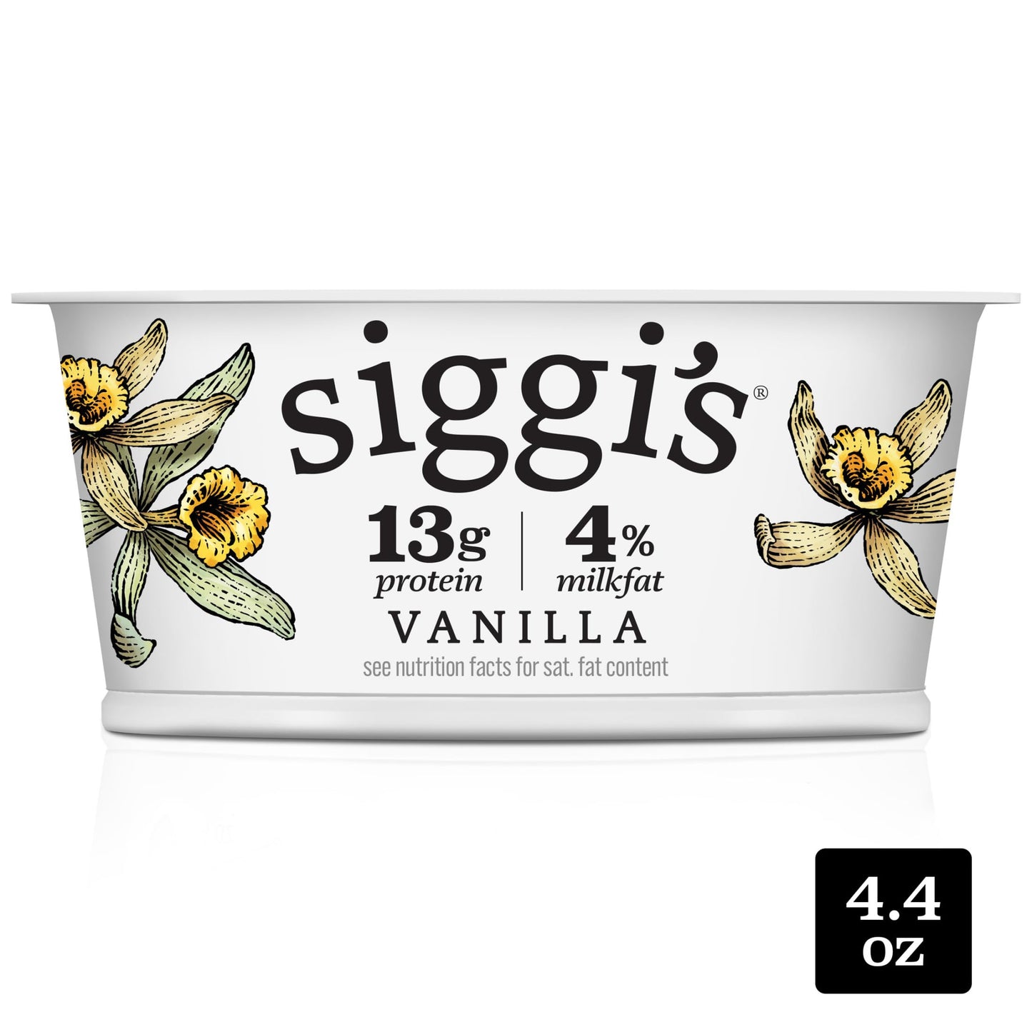 siggis Icelandic Strained Whole Milk Yogurt, Vanilla, 4.4 oz. Single Serve Cup - Thick, Protein-Rich Yogurt Snack