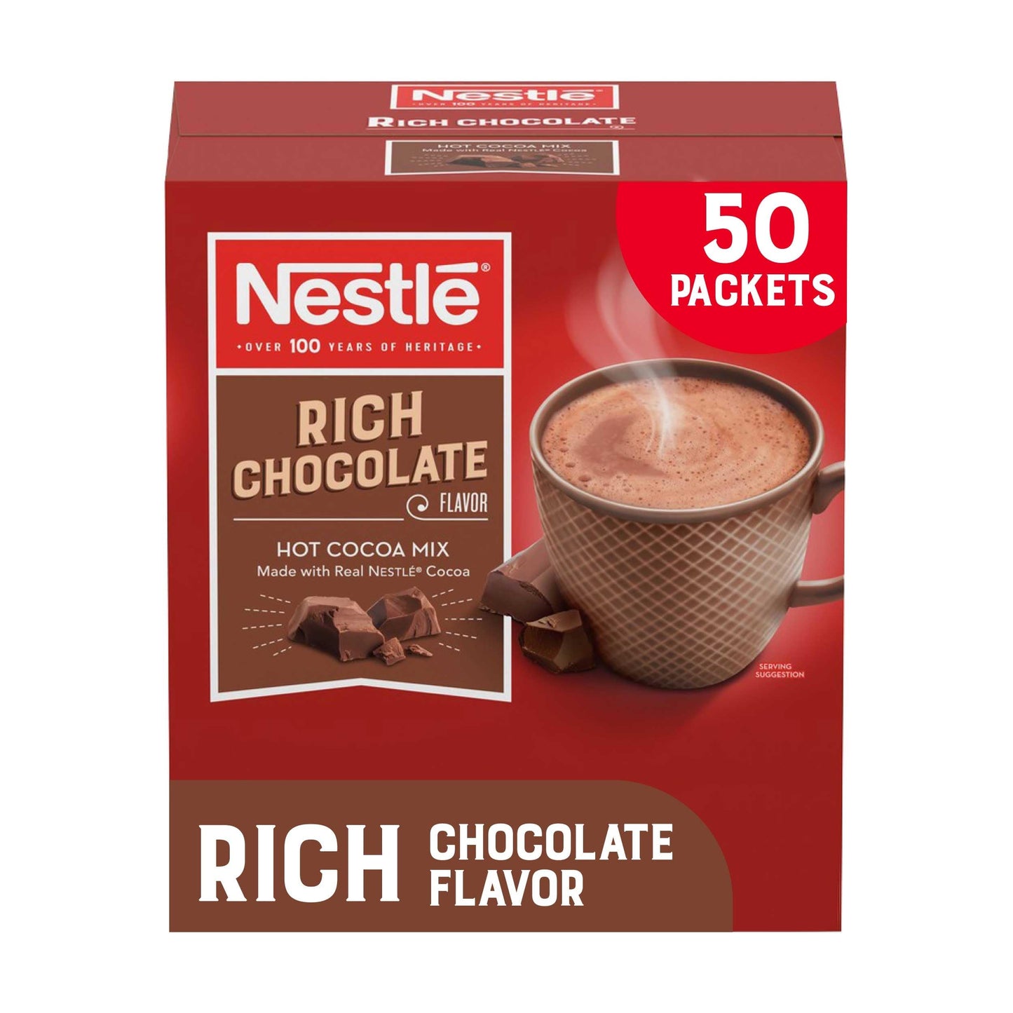 Nestle Hot Cocoa Mix Packets, Rich Chocolate Flavor, 50 Count, 0.71 oz Each, Bulk Pack