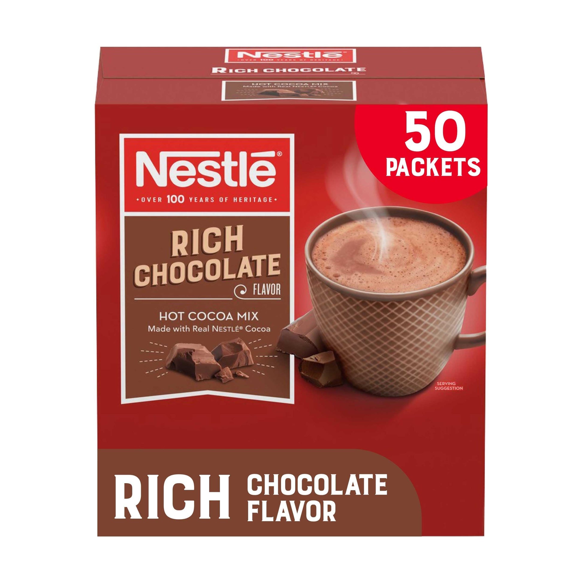 Nestle Hot Cocoa Mix Packets, Rich Chocolate Flavor, 50 Count, 0.71 oz Each, Bulk Pack