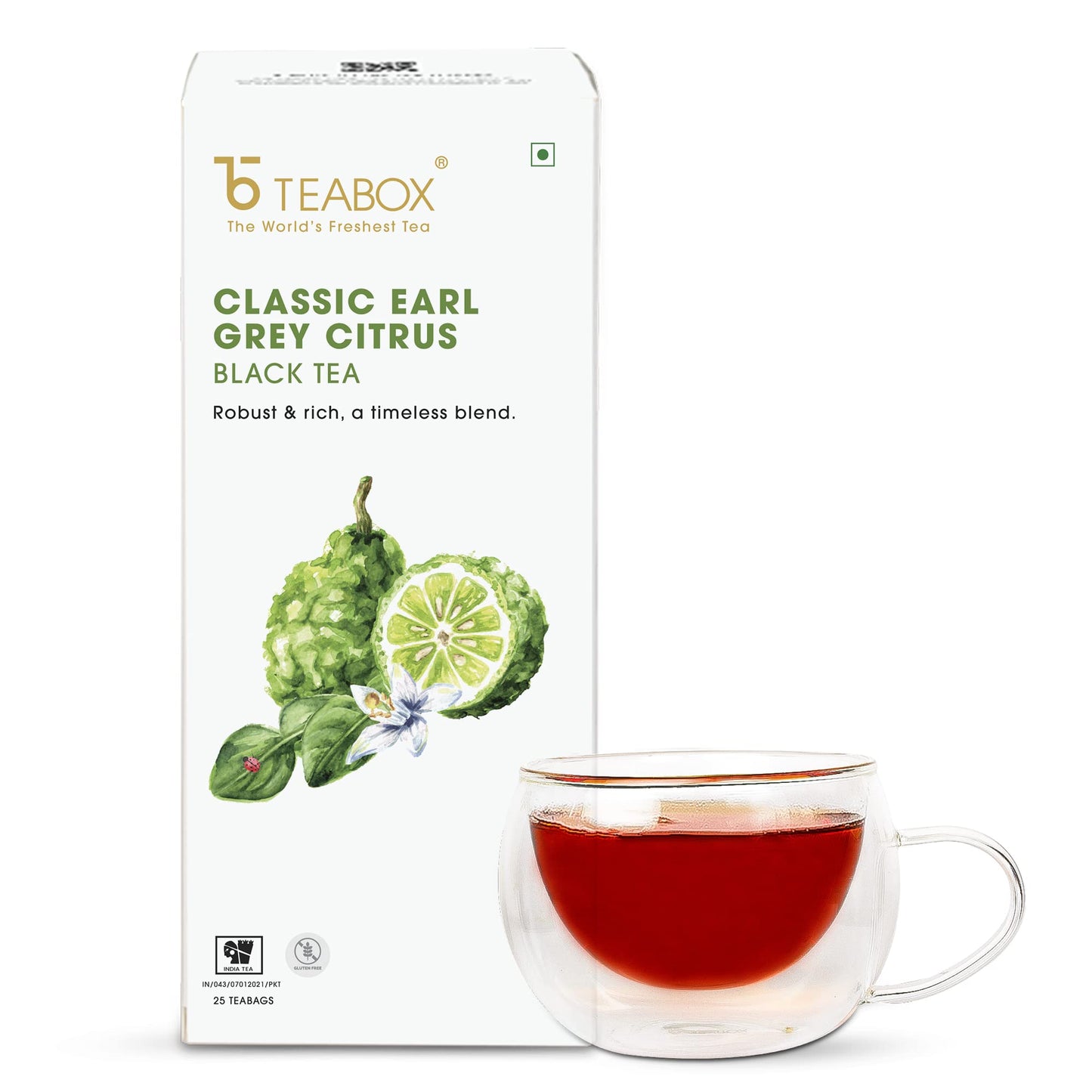 Teabox Premium Earl Grey Tea - Whole Leaf Black Tea with Bergamot - 25 Count - Earl Grey 25 Teabags