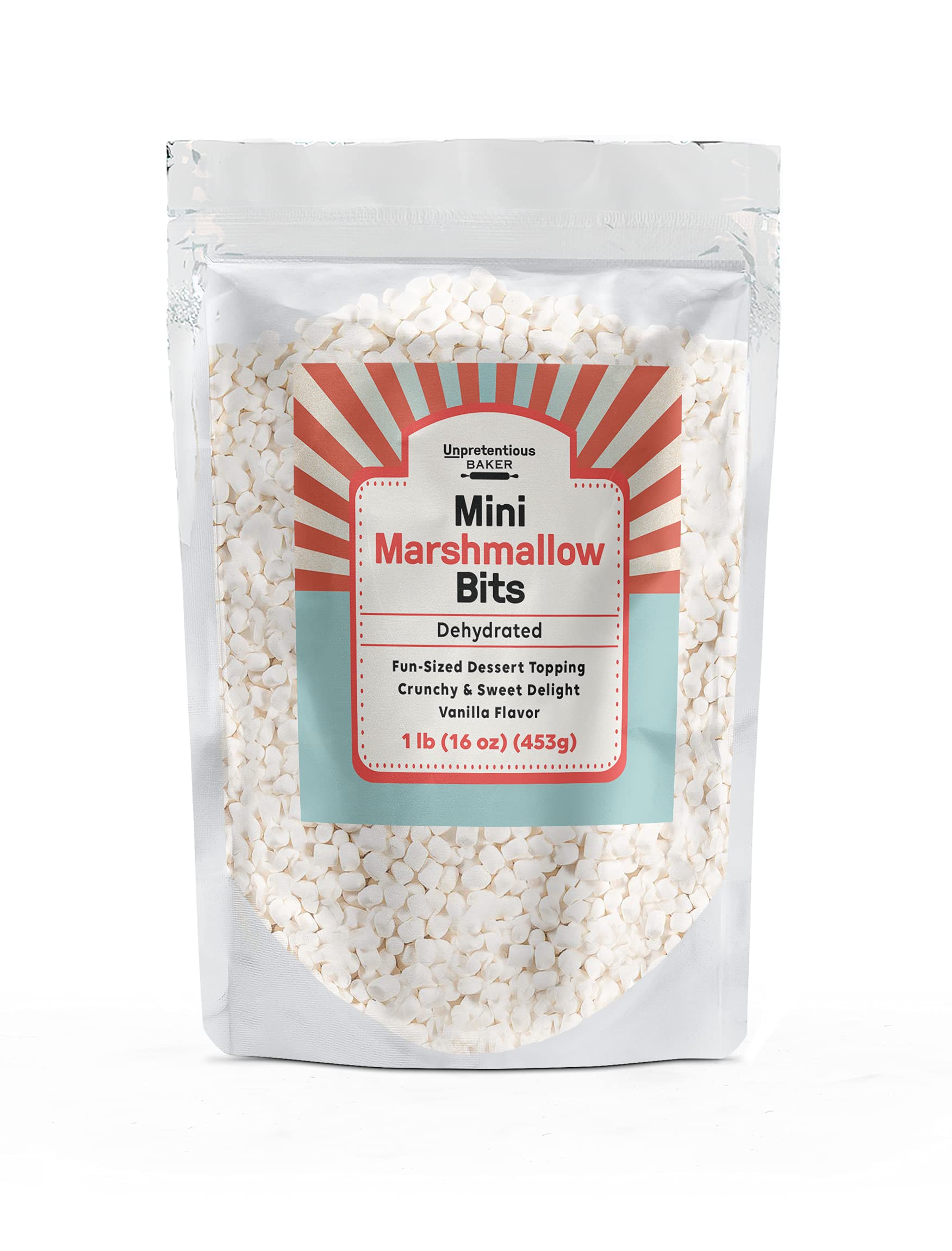 Unpretentious Mini Dehydrated Marshmallow Bits, 1 lb, Topper for Cereal, Ice Cream, and Desserts