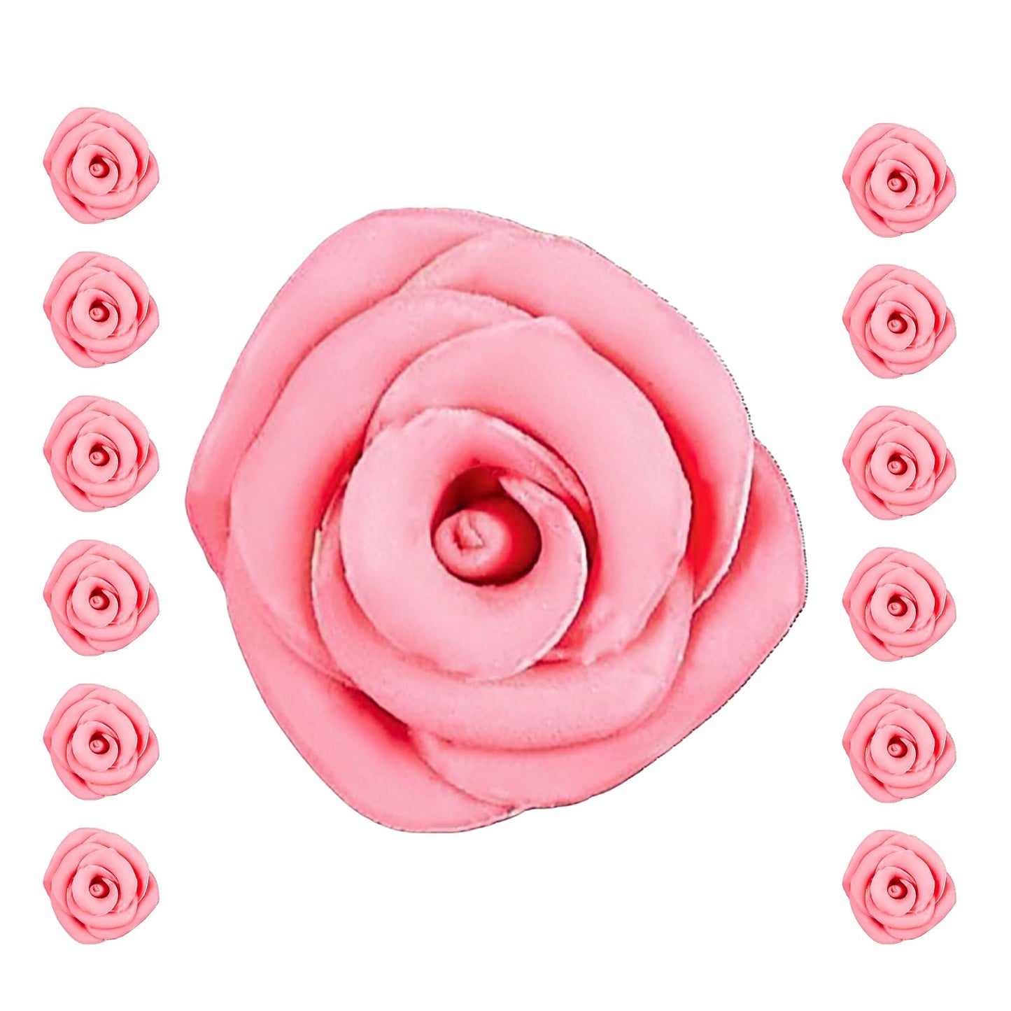 Confect Edible Rose Topper- French Rose Toppers - Pack Of 12 Pink French Roses For Cakes, Cupcakes & Donuts - Vegan, Dairy-Free,