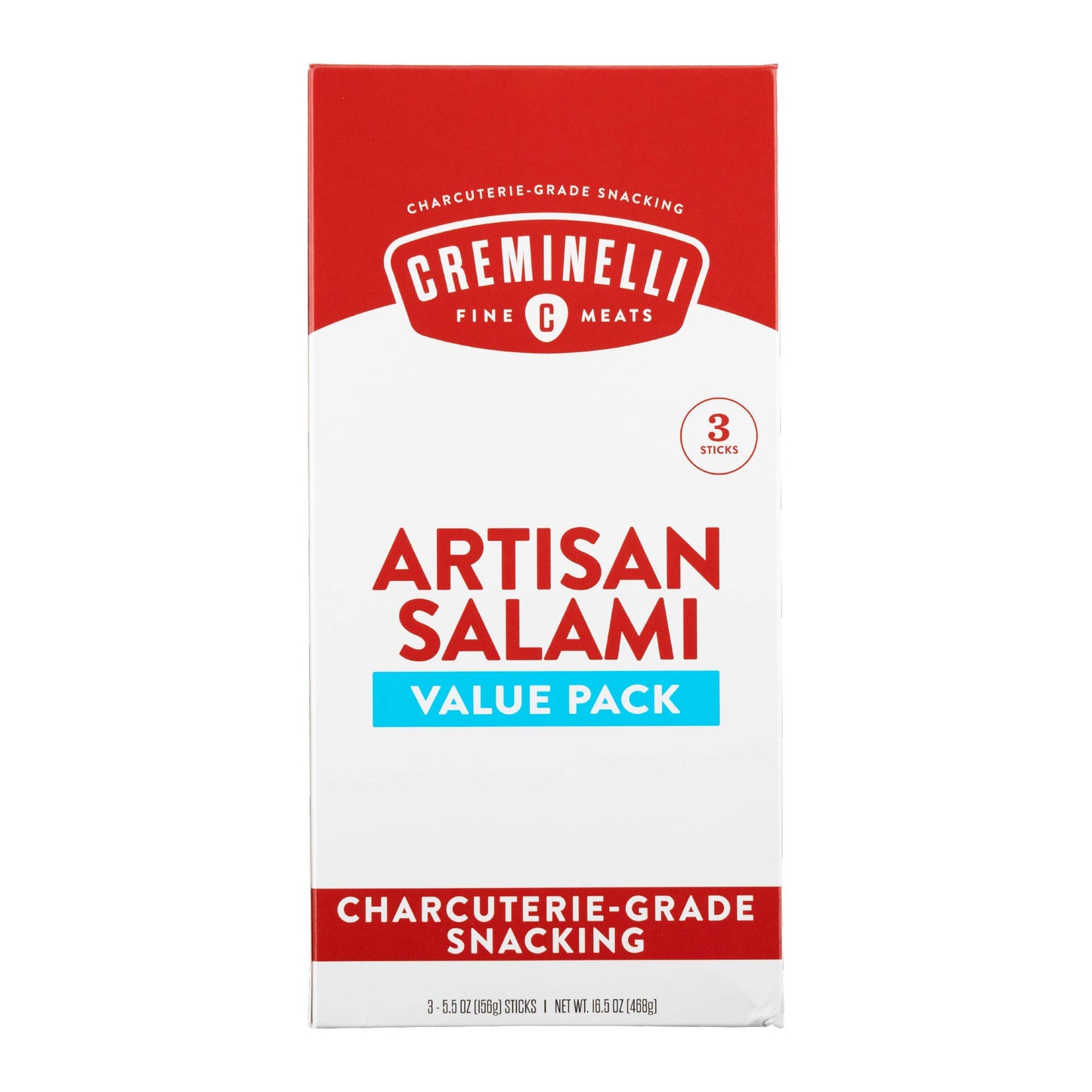 Creminelli Casalingo Salami, (3 Count, 5.5Oz), Humanely Raised Pork*, No Added Nitrates Or Nitrites, No Artificial Ingredients,