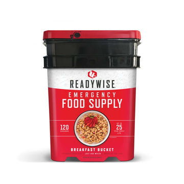 Readywise - Breakfast Bucket, 120 Servings, Emergency, Mre Meal, Food Supply, Premade, Freeze Dried Survival Food For Hiking, Ad