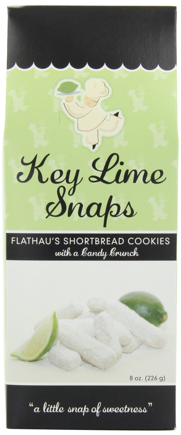 Flathau'S Fine Foods Key Lime Snaps, Powdered Shortbread Cookies, 8-Ounce Boxes (Pack Of 6)