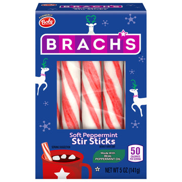 Brach'S Bob'S Soft Mint Candy Peppermint Stir Sticks, 5Oz Box - Holiday Classic For Festive Candy Dishes And Baking