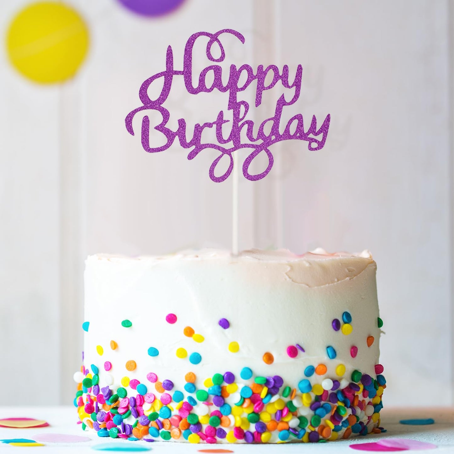 40 Pieces Happy Birthday Cake Toppers Glitter Birthday Cupcake Topper Cake Party Supplies Birthday Decorations For Children Or Adults, 8 Colors (Classic)