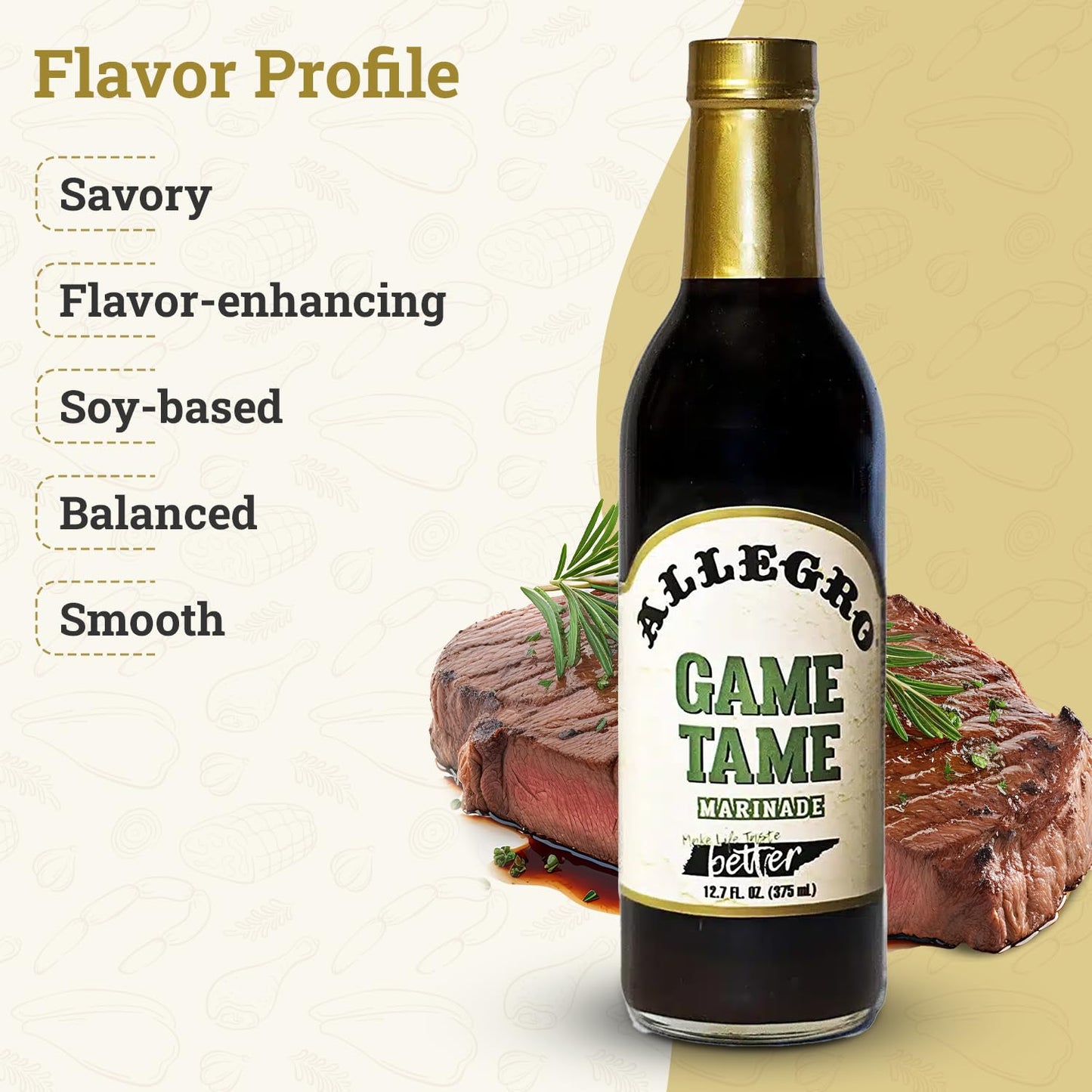 ALLEGRO - The Marinate Everything Marinades | Perfect Marinades for Meat & Veggies | Marinade for Grilling  Roasting & Cooking | Kosher & Gluten Free | 12.7 Oz (Pack of 1) - Game Tame