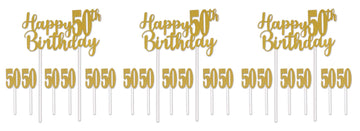 Happy 50Th Birthday Cake Topper Pack Of 3