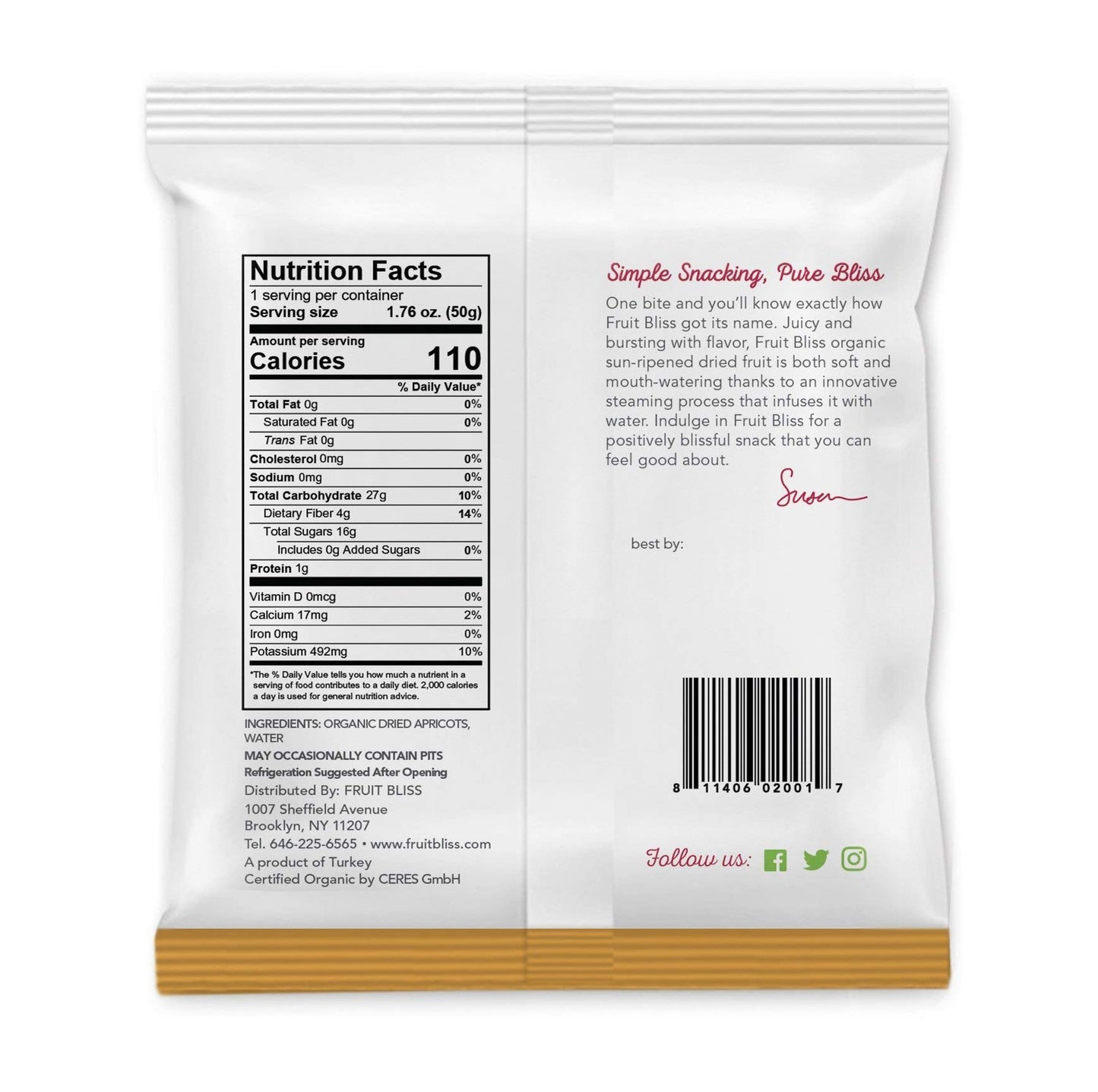 Fruit Bliss Mini Fruit Snacks Individual Snack Size Bags 1.76 Ounce Each (6 Pack)