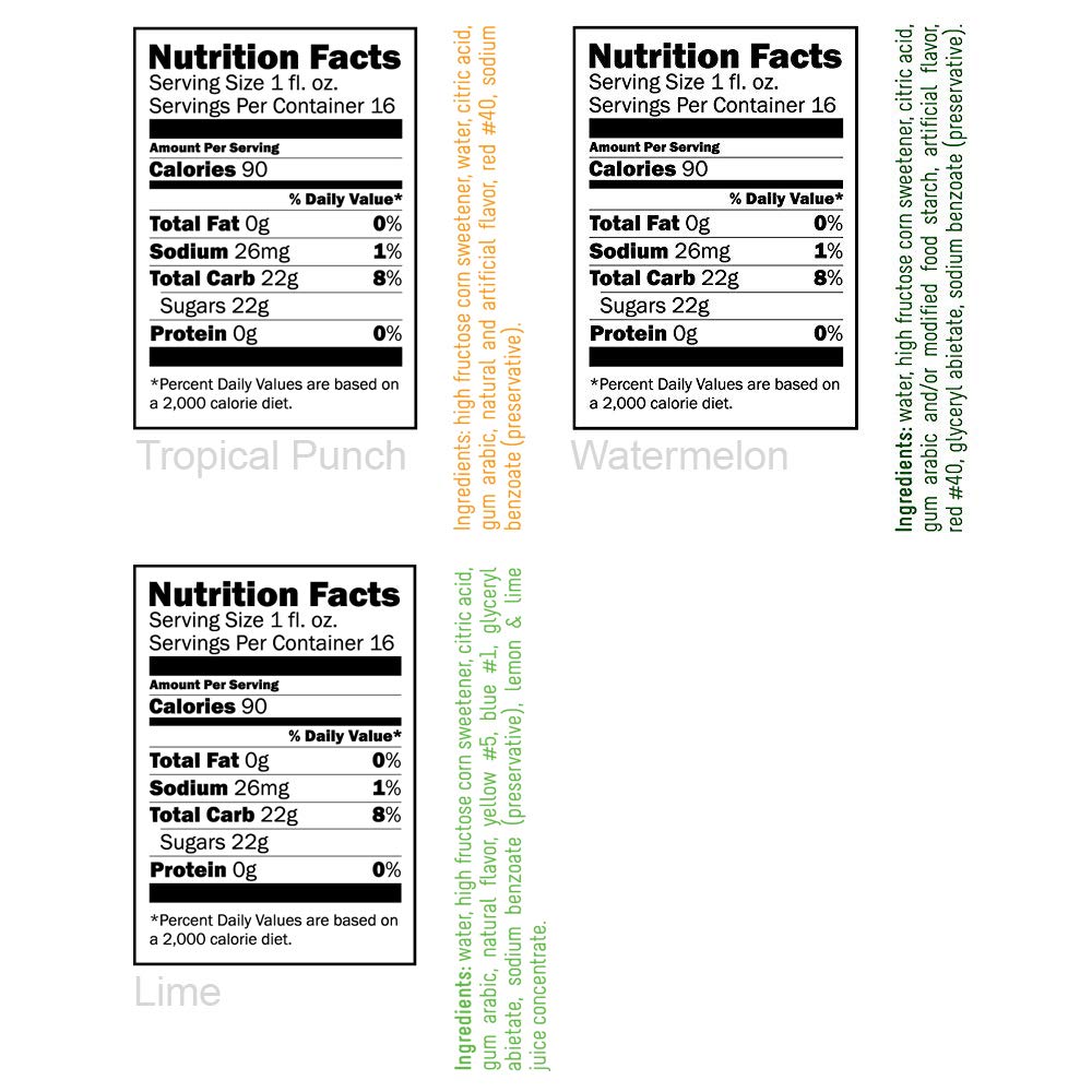 3-Pack Tropical Punch, Watermelon, Lime Syrup For Snow Cones, Homemade Sodas, Cocktails, Coffee, Baking And More - Time For Treats 16.9 Fluid Ounce Per Bottle