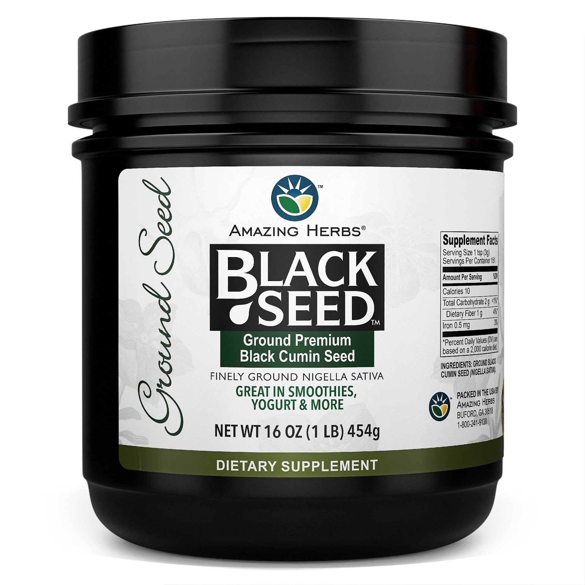 Amazing Herbs Premium Ground Black Cumin Seeds - Finely Ground Nigella Sativa, Gluten Free, Non Gmo, Supports Cardiovascular Fun