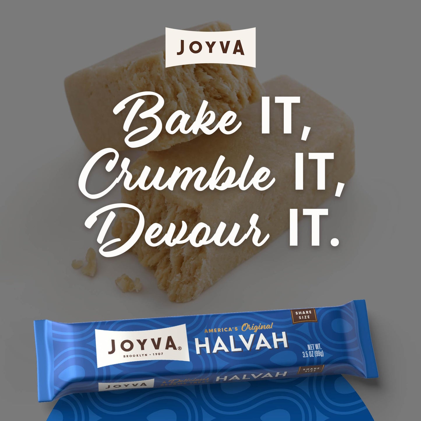 Joyva Halvah - Original, 3.5Oz, Pack Of 20 | A Delicious Sesame Treat | Dairy Free, Gluten-Free & Kosher Parve | Handcrafted In