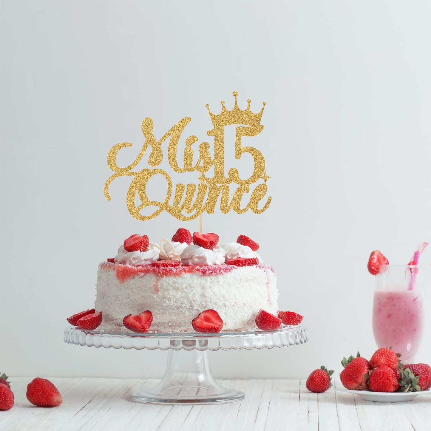 Jenrtvis Mis Quince 15 Cake Topper, 15Th Birthday Decorations, Gold Glitter