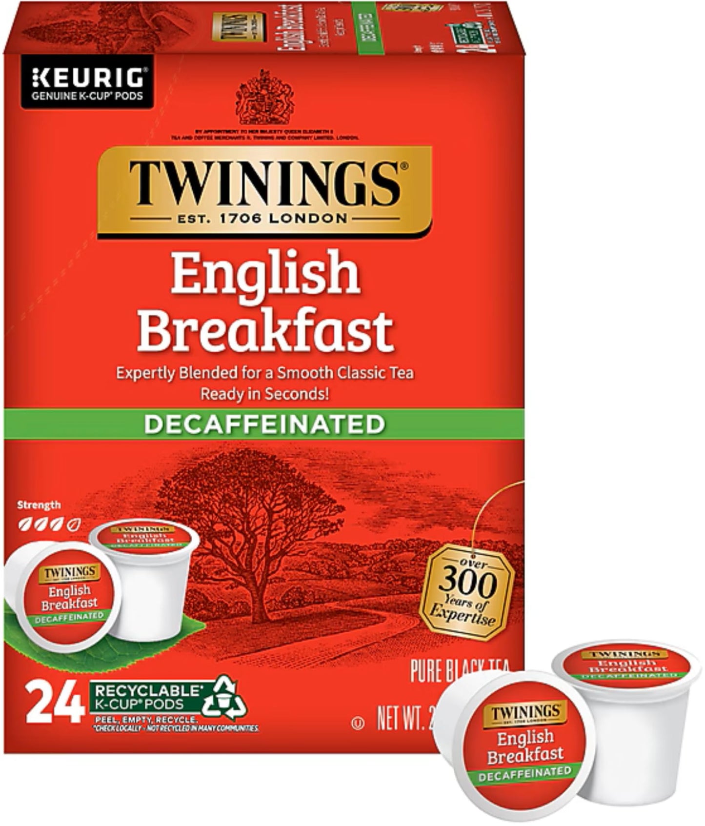 Twinings Tea English Breakfast Decaf K-Cups, 24 Count (Pack of 2)