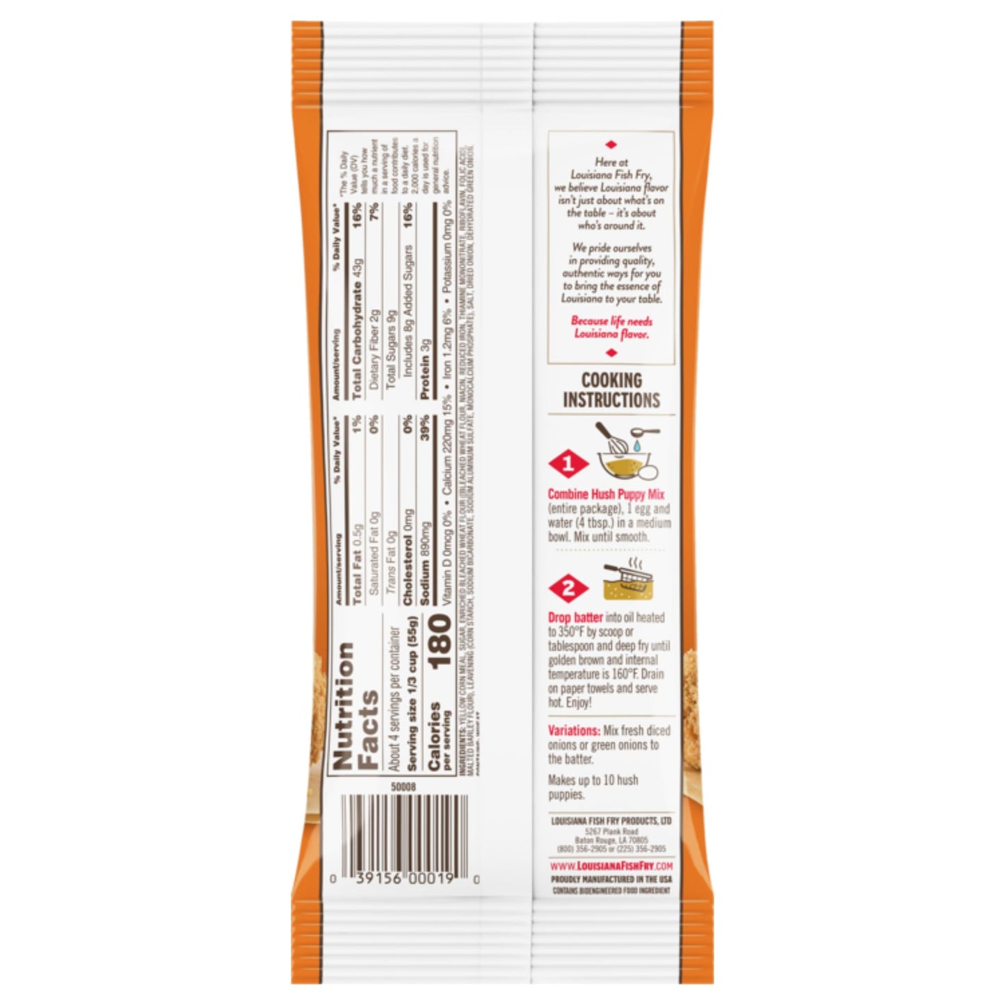 Louisiana Fish Fry Products Homestyle Hush Puppy Seasoned Cornmeal Mix - 2-Pack
