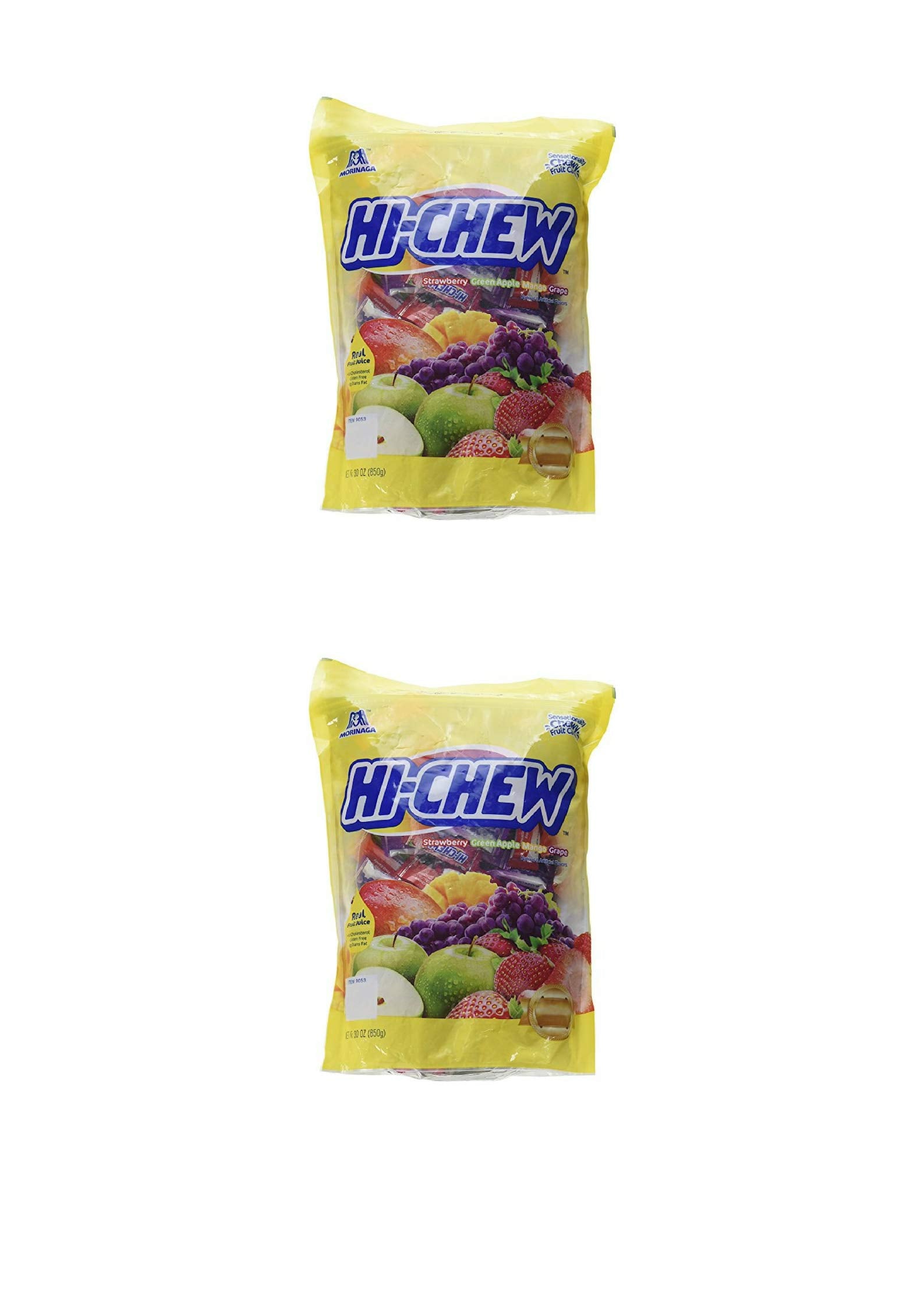 Morinaga Hi -Chew Assorted Flavored 30Oz 160+ Individually Wrapped Fruit Chews Mango Grape Strawberry Green Apple (2 Pack)