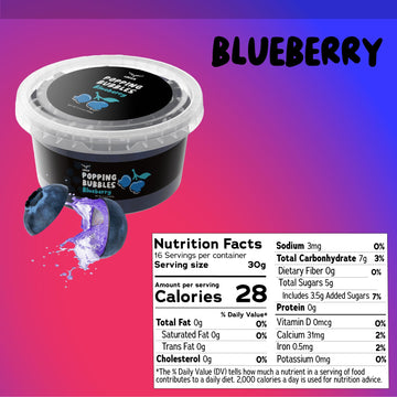 LOCCA Blueberry Popping Boba Pearls, 17 Oz (Pack of 1), Real Fruit Juice, Perfect for Bubble Tea Kits