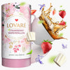 LOVARE Strawberry Marshmallow Loose Leaf Tea 80 g - Made in Ukraine - Green Tea, Strawberry, Cornflower Petals - Gift Box with 1