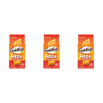 Goldfish Mega Bites, Sharp Cheddar Crackers, 5.9 Oz Bag (Pack of 3)