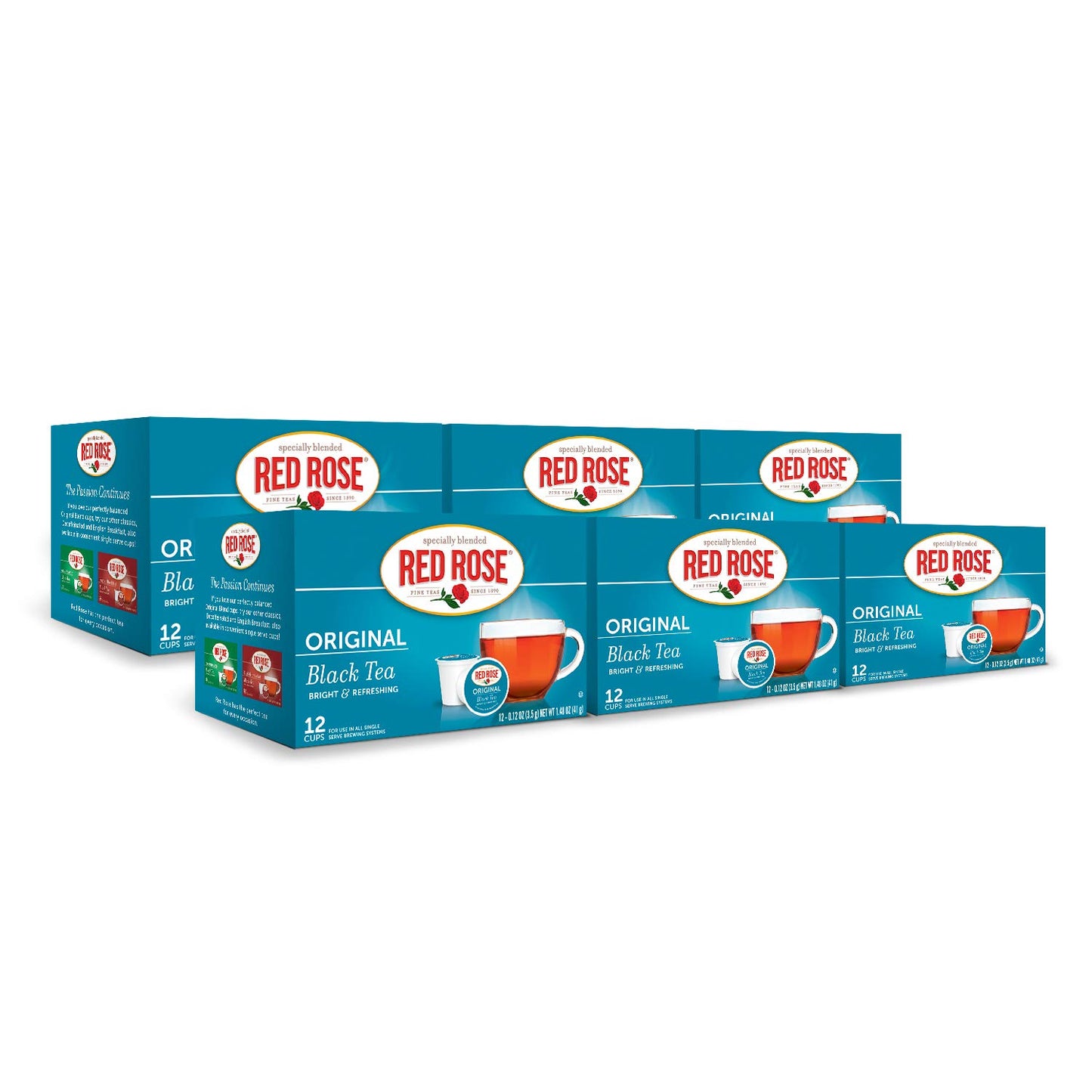 Red Rose Black Tea K-Cups, Full Flavored, Caffeinated, 12 Count (Pack of 6), Strong Brew, Original Black Tea