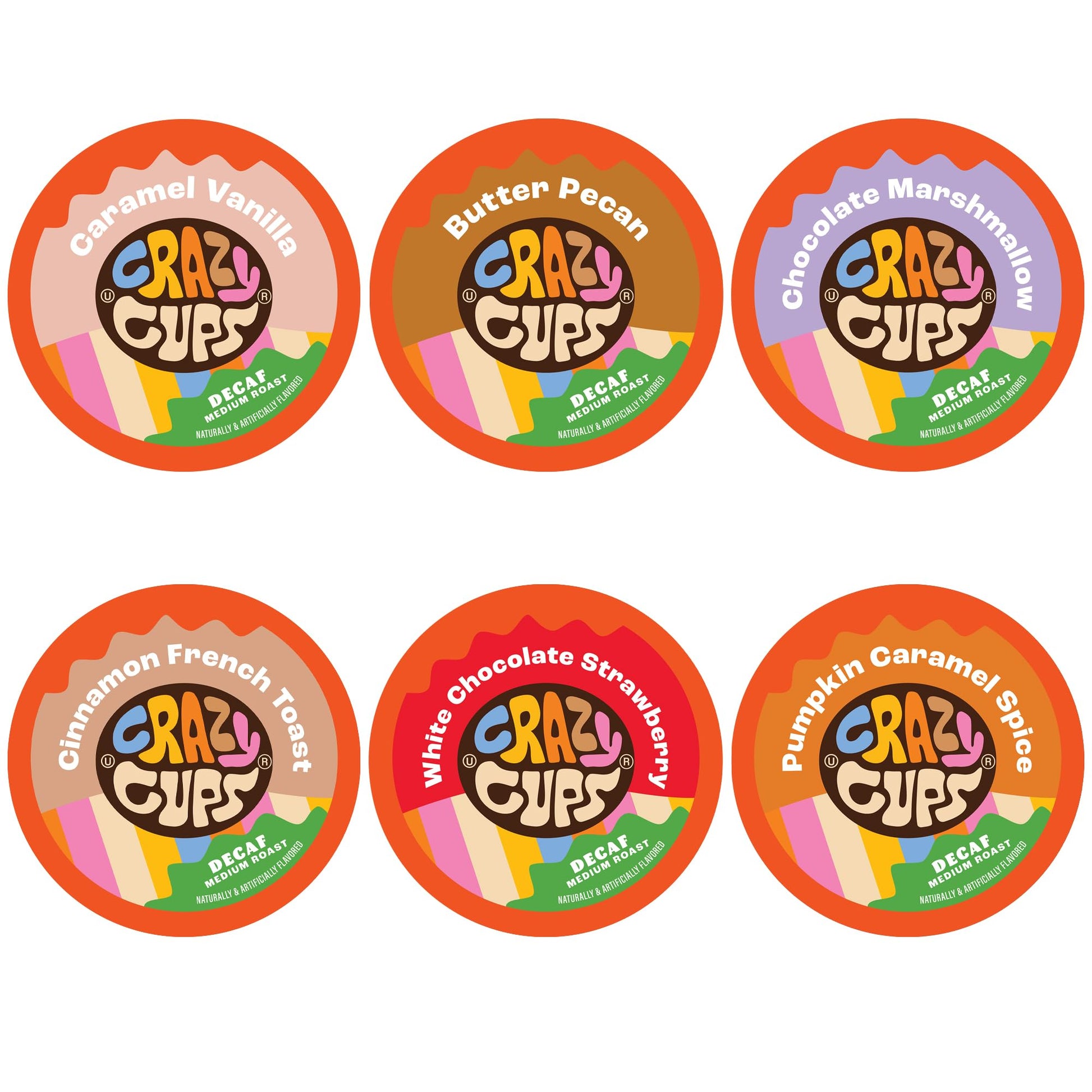 Crazy Cups Decaf Variety Pack, Hot Or Iced Coffee, Coffee Pods Variety With Decaf Flavored Coffee Pods For Keurig K Cups Machine