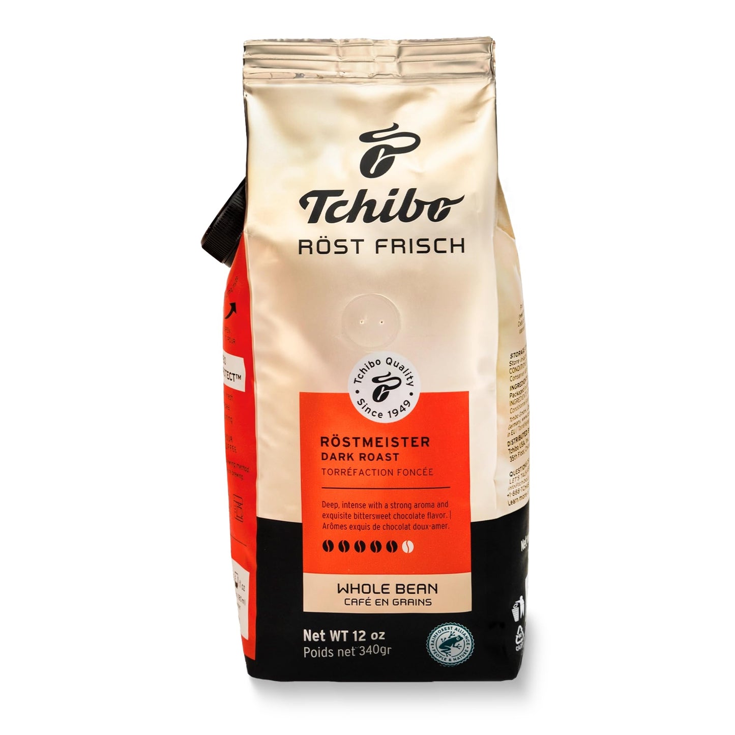 Tchibo Whole Bean Coffee - Röst Frisch Röstmeister - Dark-Roasted Arabica Beans With Intense Flavor And Exquisite Aromas Of Bittersweet Chocolate - Intensity 5/6, Acidity 1/6, Roast Level 6/6-12 Oz