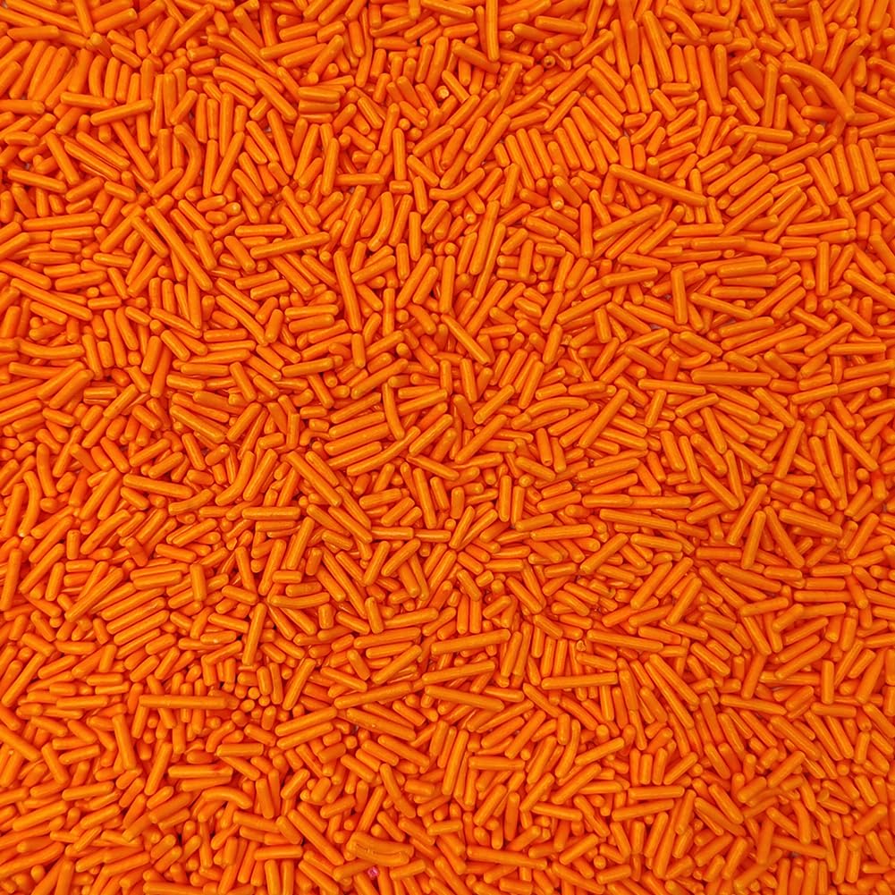 Homankit Orange Jimmies Sprinkles Edible Sprinkle Candy Soft Jimmies Toppings For Ice Cream, Cupcake, Cake, Cookie, Dessert Deco