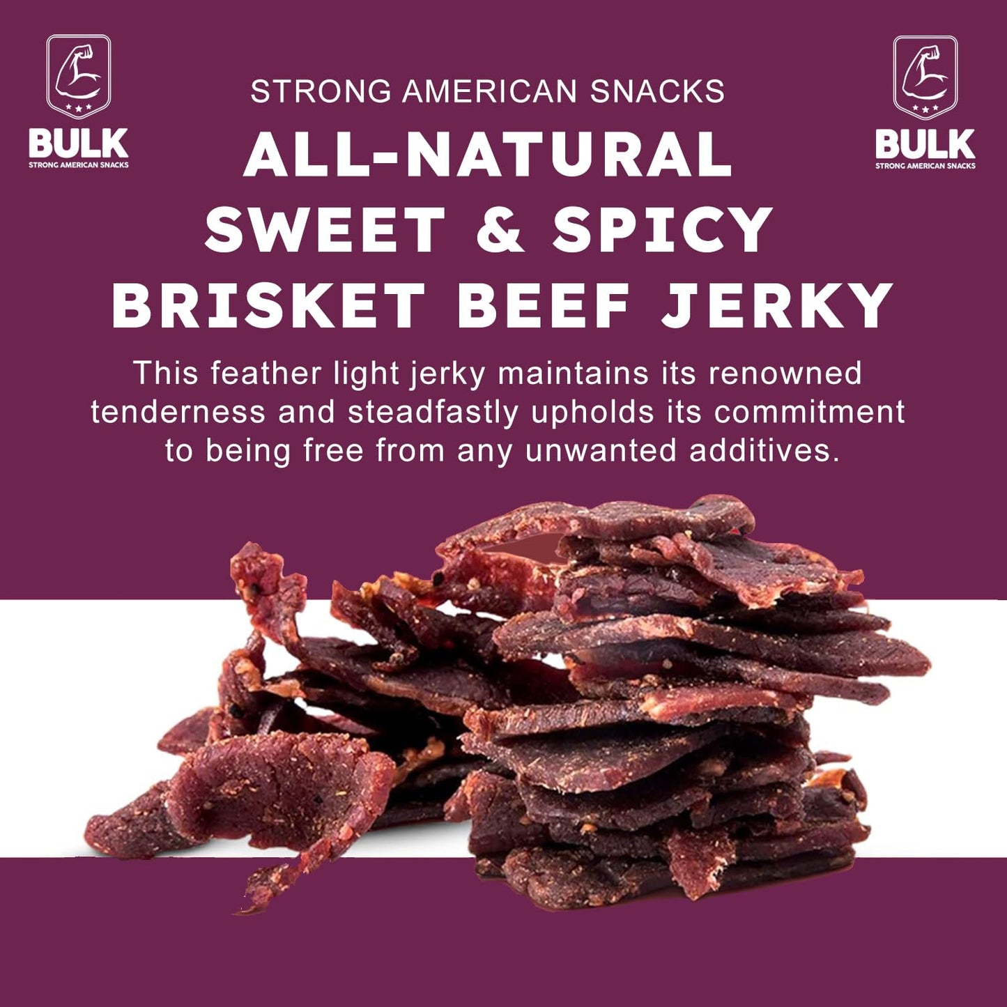 Bulk Beef Jerky - Brisket Jerky - Soft And Tender - All Natural - Beef Jerky Snack Packs - Perfect Beef Jerky Bulk Option For Pr
