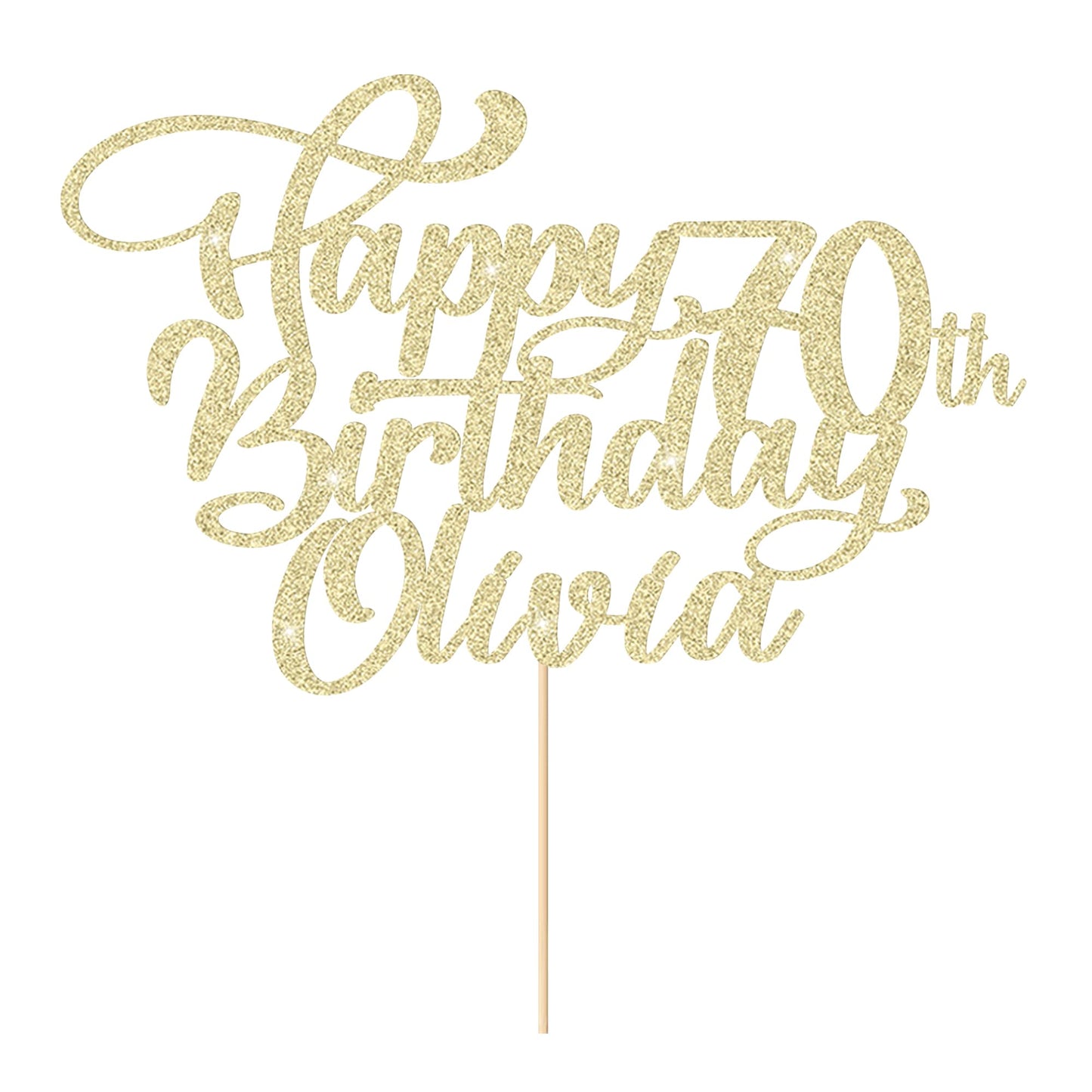 EDSG Customized Cake Topper, Happy Birthday Decoration, Champagne Gold, Any Name, Ages 1st-80th