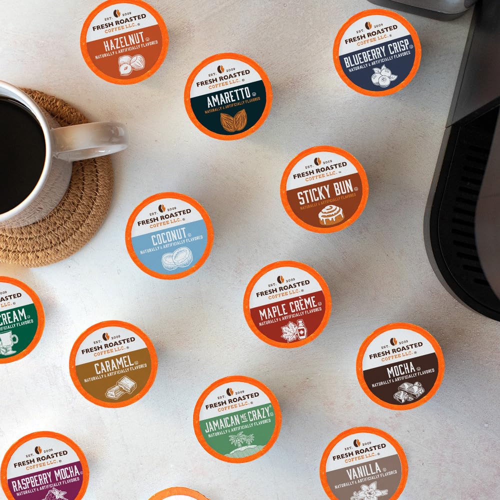 Fresh Roasted Coffee Dynamite Dozen Flavored K-Cup Compatible Variety Pack, 144 Count