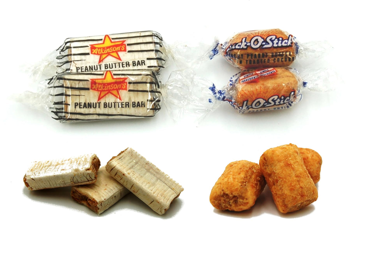 Atkinsons 1.5 Lb Combo Bag Chick-O-Stick Nuggets And Peanut Butter Bars - 50/50 Of Each Crunchy Candy - Bulk Individually Wrappe