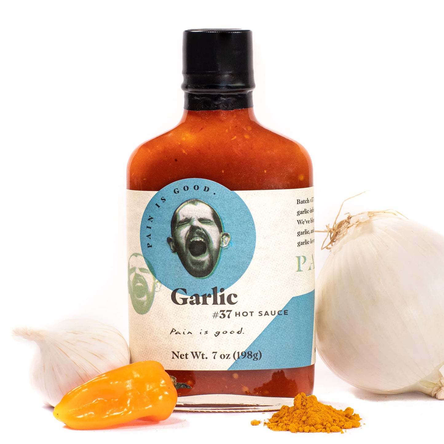 Garlic Style Hot Sauce - 7.5oz Bottle - Made in USA with Cayenne & Habanero Peppers - All Natural Ingredients, Non-GMO, Gluten-F