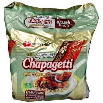 Nongshim Chapagetti 4 Pack, Savory Jajang Noodles, Dried Vegetable Flakes, Ramyun Noodles With Sauce Mix