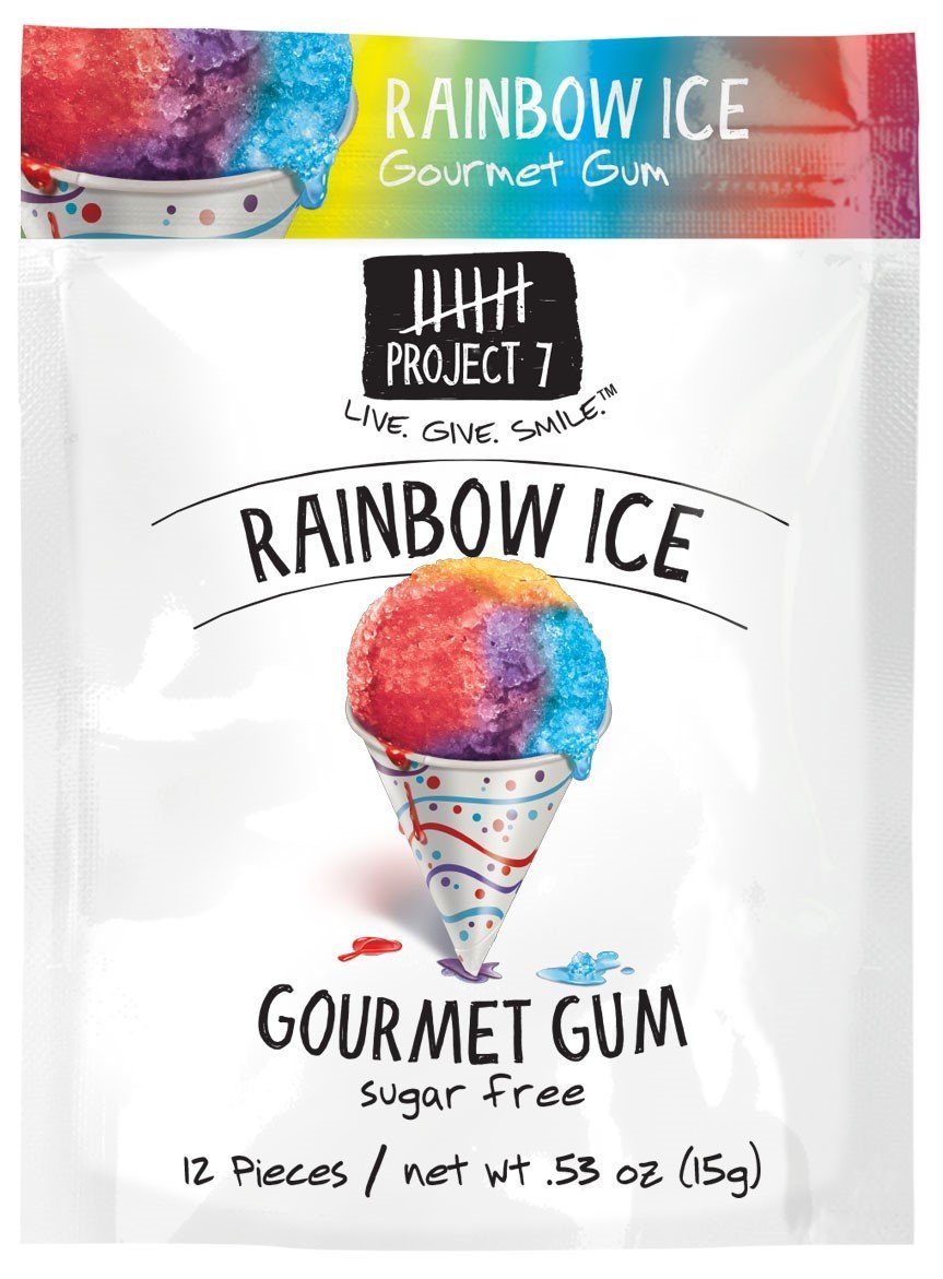 Project 7 Sugar Free Gum | Long Lasting Gourmet Bubble Gum | Low Carb & Low Calorie Chewing Gum | 12 Packs (144 Pieces) - Rainbo