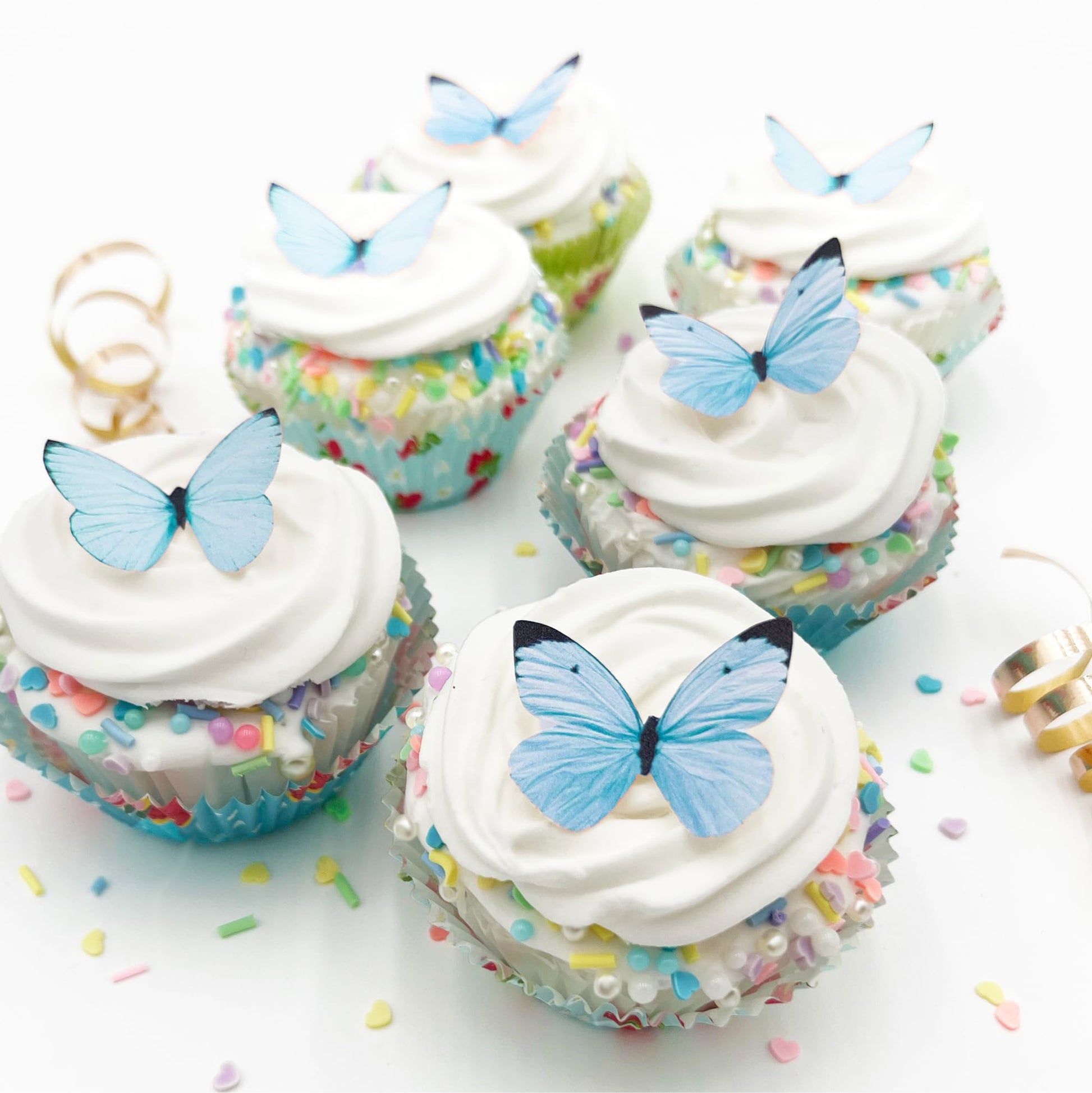 Sugar Robot Edible Butterflies For Cake Decorating - Small Pastel Blue Butterfly Cake Toppers And Cupcake Toppers - Decoration M
