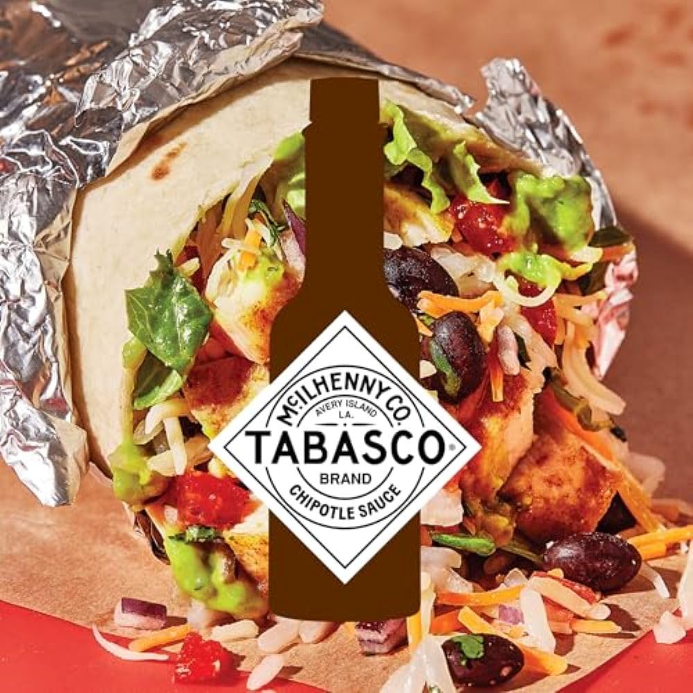 Tabasco Brand Chipotle Pepper Sauce, Medium Hot Sauce, Glass Bottle, Chipotle Peppers, Smoky & Smooth, Great For Marinating Or Grilling Meats, Chicken Burritos, & More, 2 Fl Oz (Pack Of 1)