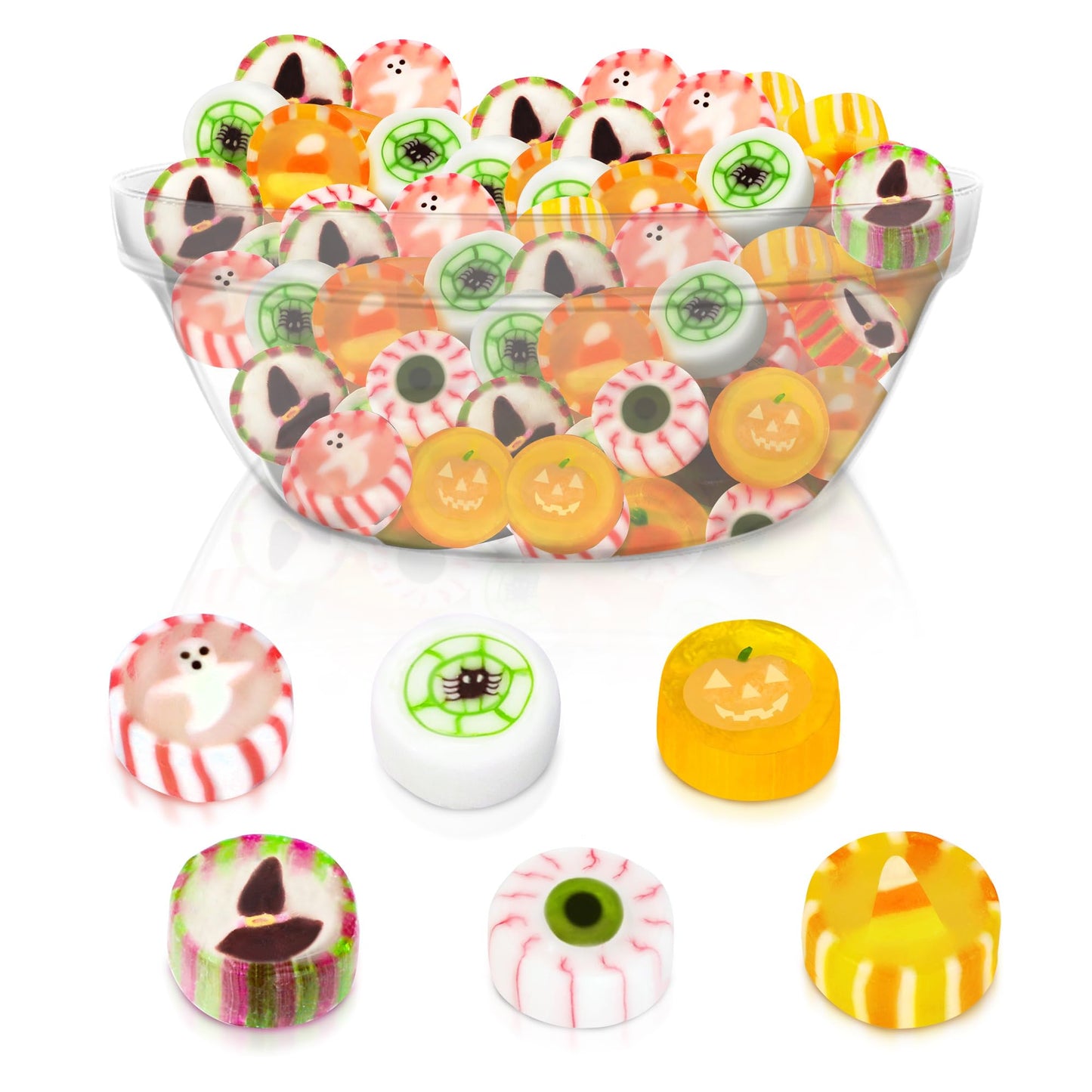 Halloween Candy - Hard Candy Mix Individually Wrapped Bulk 1 Lb Bag - Small Hard Candies - Candy Corn, Pumpkin, Ghost, Eyeball,