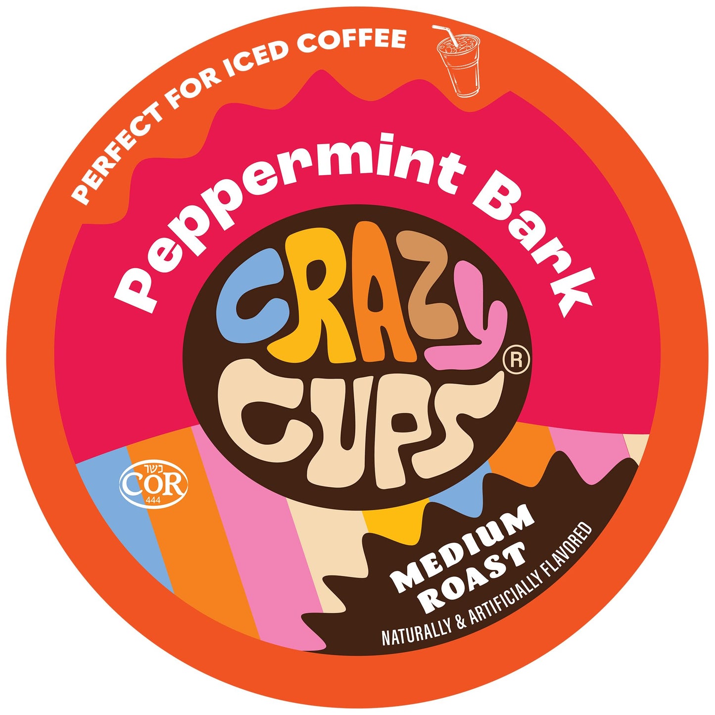 Crazy Cups Peppermint Bark Flavored Coffee Pods, Medium Roast, 22 Count, Compatible with Keurig K-Cup Machines