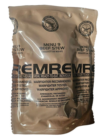 EPIDEMIC PROOF Genuine USGI MRE Beef Stew Meal, Ready to Eat, 24 oz, New Packaging, Inspection Date 01/2026 or Newer