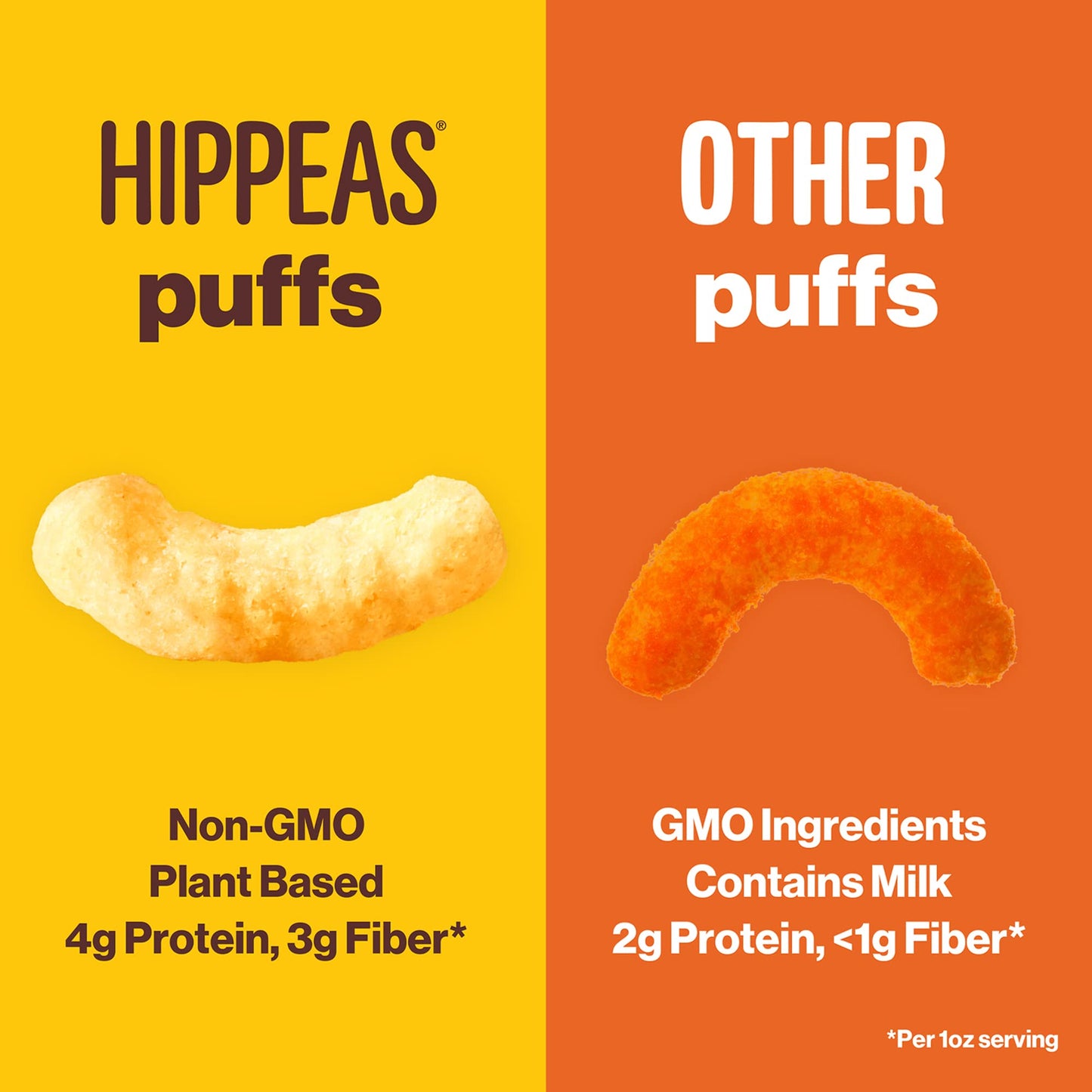 Hippeas Chickpea Puffs, Vegan Nacho Vibes, 0.8 Ounce (Pack Of 18), 3G Protein, 2G Fiber, Vegan, Gluten-Free, Crunchy, Plant Prot