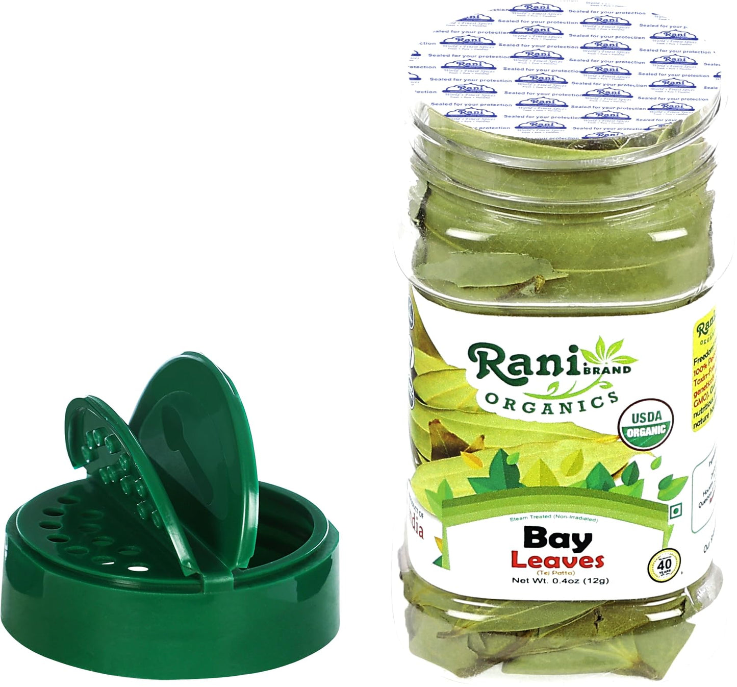Rani Organic Bay Leaves Whole Spice, Extra Large 0.4oz Jar, Gluten Friendly, Non-GMO, Vegan, USDA Certified Organic