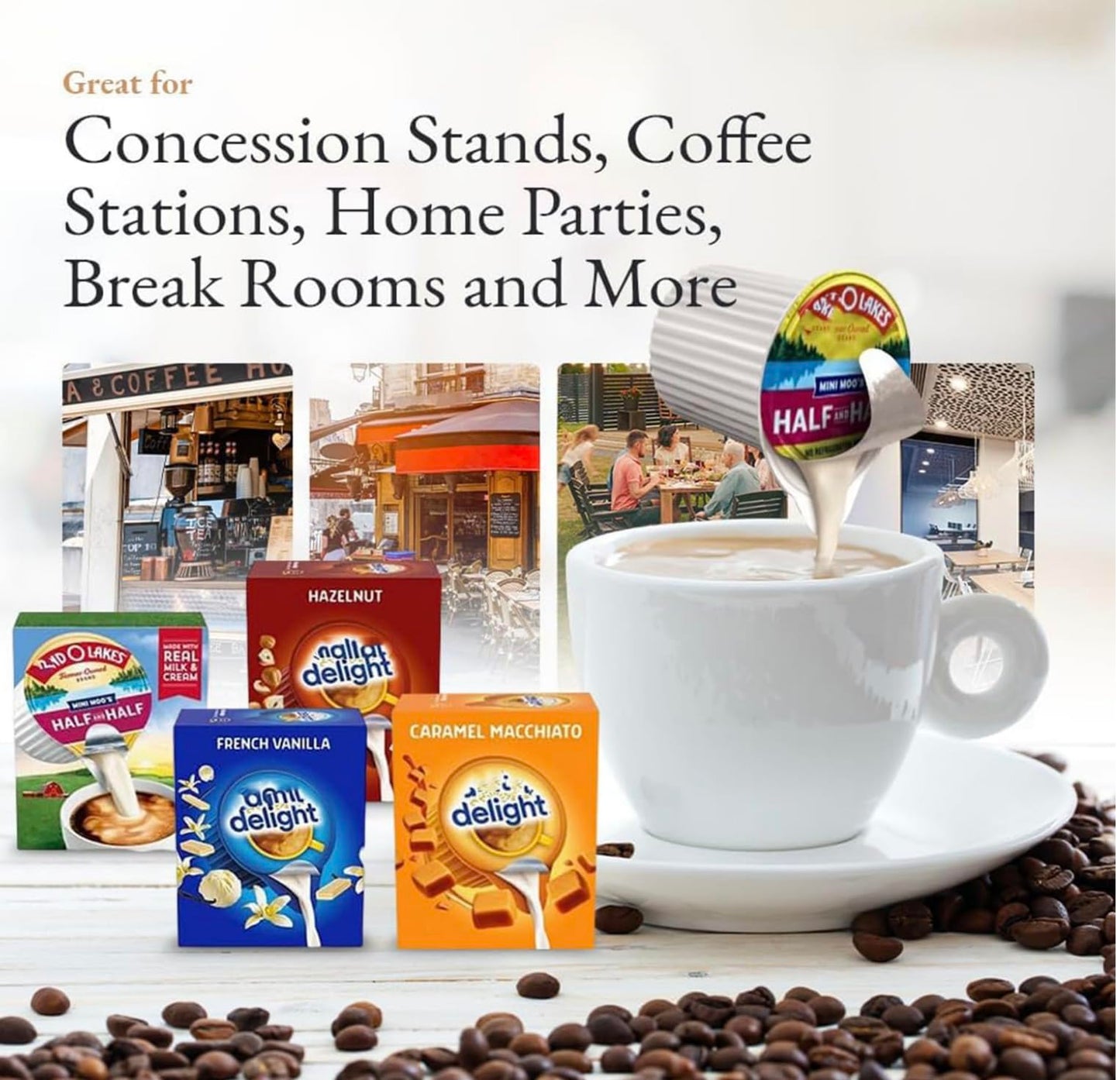 Coffee Creamer Singles Variety Pack Packaged By Jms Professional, Intearnational Dealight Mini Coffee Creamer & Mini Moos 4 Flavor Assortment (100 Pack) For Home, Office, Coffee, Bar, Gift