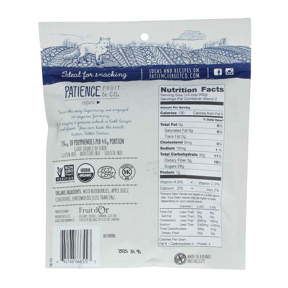 Patience Fruit & Co Organic Dried Wild Blueberries, 3 Oz