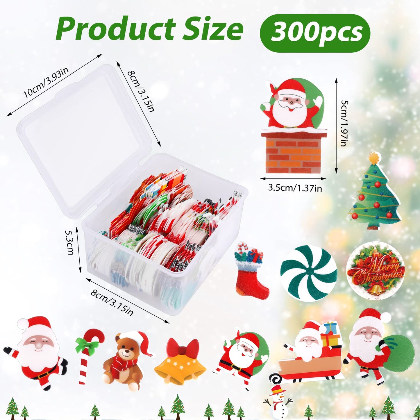 300Pcs Edible Christmas Cake Decorations, Edible Wafer Paper Christmas Cupcake Decorations Edible Christmas Cake Toppers For Xma